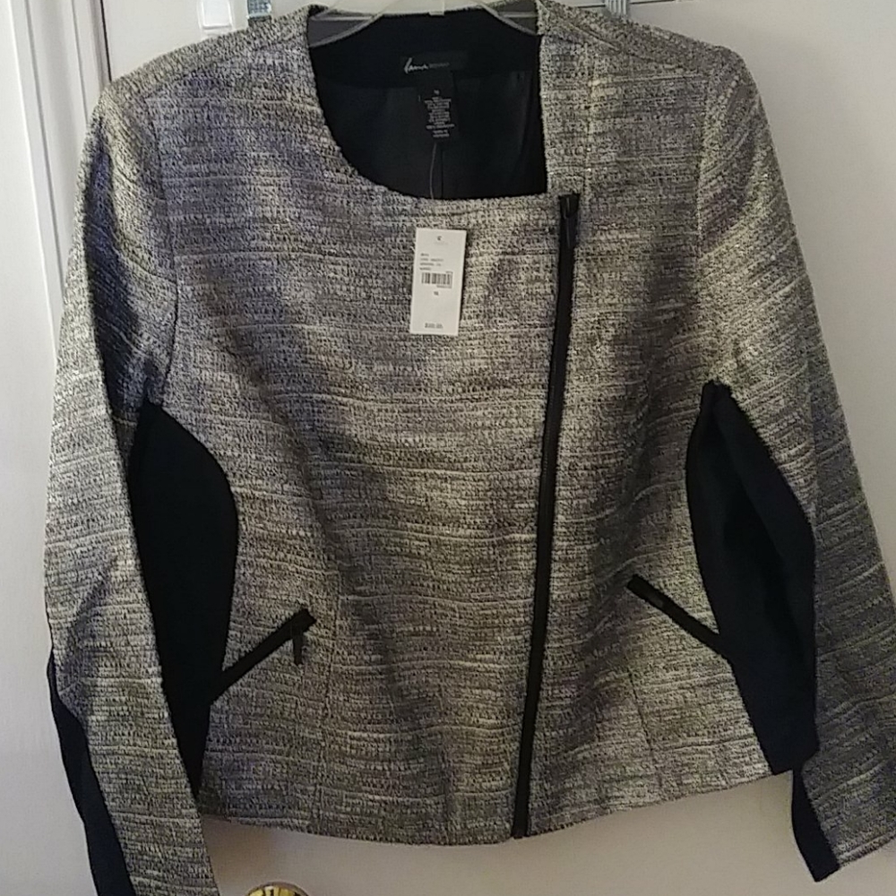 Lane Bryant Silver and Black Zip Jacket